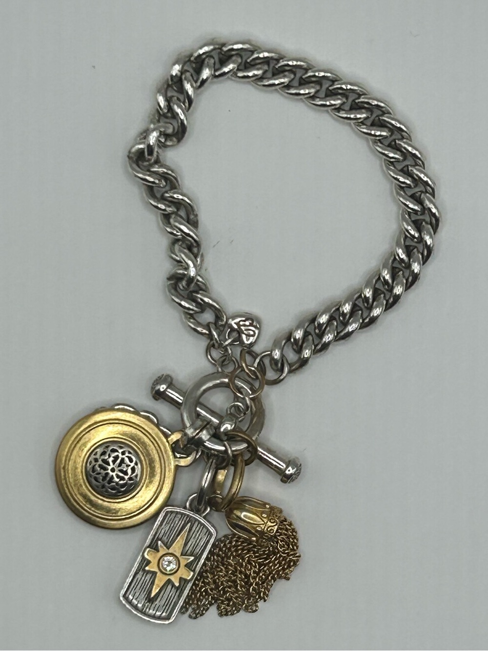 Brighton Ferrara Two-Tone Charm Toggle Bracelet in Silver and Gold